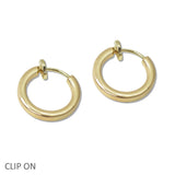 109045, 15MM FLAT ROUND CLIP ON HOOP EARRING HYPOALLERGENIC