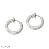 109045, 15MM FLAT ROUND CLIP ON HOOP EARRING HYPOALLERGENIC
