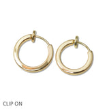 109046, 16MM FLAT ROUND CLIP ON HOOP EARRING HYPOALLERGENIC