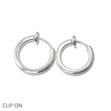 109046, 16MM FLAT ROUND CLIP ON HOOP EARRING HYPOALLERGENIC