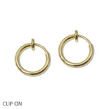 109047, 14MM ROUND CLIP ON HOOP EARRING HYPOALLERGENIC