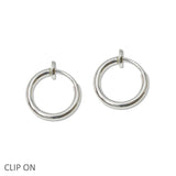 109047, 14MM ROUND CLIP ON HOOP EARRING HYPOALLERGENIC