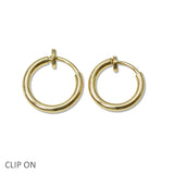 109048, 15MM ROUND CLIP ON HOOP EARRING HYPOALLERGENIC