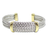 109056, 14K GOLD PLATED ROPE TEXTURED ACCENT DESIGNER INSPIRED CUFF BRACELET