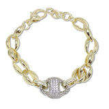 109062, 14K GOLD PLATED PAVE CUBIC ZIRCONIA ACCENT DESIGNER INSPIRED BRACELET