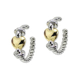109067, 14K GOLD PLATED HEART ACCENT ROPE DESIGNER INSPIRED HOOP EARRING