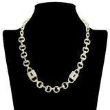 109070, 14K GOLD PLATED CUBIC ZIRCONIA ACCENT LOCK DESIGNER INSPIRED NECKLACE