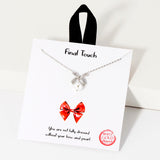 109077, FINAL TOUCH PAVE CUBIC ZIRCONIA BOW PEARL PENDANT NECKLACE