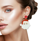 109083, CHRISTMAS SANTA CLAUS GLITTER ACRYLIC DANGLE EARRING