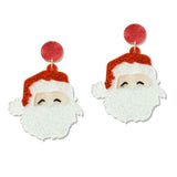 109083, CHRISTMAS SANTA CLAUS GLITTER ACRYLIC DANGLE EARRING