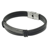 109086, MENS BRACELET COLLECTION LEATHER HALF BAR BRACELET