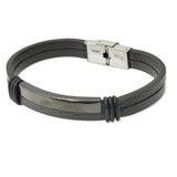109086, MENS BRACELET COLLECTION LEATHER HALF BAR BRACELET