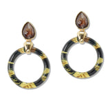 109095, CUTOUT ROUND GLITTER CELLULOID ACETATE DANGLE EARRING