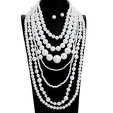 109097, LONG MULTI LAYERED PEARL BEADED NECKLACE