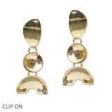 109101, GEOMETRIC METAL DANGLE CLIP ON EARRING