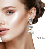 109101, GEOMETRIC METAL DANGLE CLIP ON EARRING