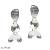 109101, GEOMETRIC METAL DANGLE CLIP ON EARRING