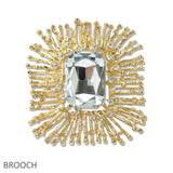 109103, RECTANGLE RHINESTONE ACCENT SPIKE BROOCH PIN