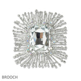 109103, RECTANGLE RHINESTONE ACCENT SPIKE BROOCH PIN