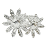 109104, HAMMERED METAL FLOWER BANGLE BRACELET