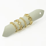 109107, SIZE 7 GOLD TONE MINIMALIST RING SET WITH PAVE RHINESTONE ACCENT