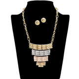 109114, TIERED BAMBOO INSPIRED STATEMENT NECKLACE