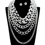 109115, OVERSIZED MULTI LAYERED CHUNKY CHAIN NECKLACE