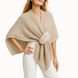 109119, KNITTED RUANA WITH FAUX FUR ACCENT