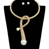 109129, ELEGANT PEARL COIL CHOKER NECKLACE