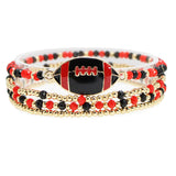 109134, GAME DAY FOOTBALL MULTI LAYERED BEADED STRETCH BRACELET