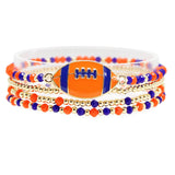 109134, GAME DAY FOOTBALL MULTI LAYERED BEADED STRETCH BRACELET