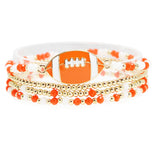 109134, GAME DAY FOOTBALL MULTI LAYERED BEADED STRETCH BRACELET