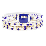109134, GAME DAY FOOTBALL MULTI LAYERED BEADED STRETCH BRACELET