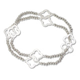 109135, CUTOUT CLOVER ACCENT BEADED MULTI LAYERED STRETCH BRACELET