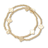 109136, CLOVER ACCENT BEADED MULTI LAYERED STRETCH BRACELET