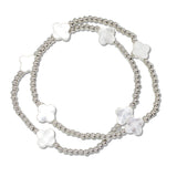 109136, CLOVER ACCENT BEADED MULTI LAYERED STRETCH BRACELET