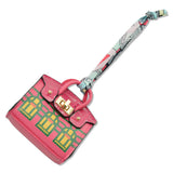 109138, EMBROIDERED DESIGN MINI HANDBAG LEATHER KEYCHAIN BAG CHARM