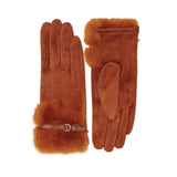 109141, ELEGANT FAUX FUR CUFF TOUCH SCREEN GLOVE WITH BUCKLE DETAIL