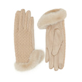109144, SOFT KNIT TEXTURE FAUX FUR TRIM GLOVES