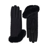 109144, SOFT KNIT TEXTURE FAUX FUR TRIM GLOVES