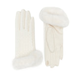 109144, SOFT KNIT TEXTURE FAUX FUR TRIM GLOVES