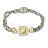 109150, 14K GOLD PLATED GEOMETRIC CUBIC ZIRCONIA ACCENT DESIGNER INSPIRED BRACELET