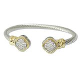 109151, 14K GOLD PLATED CLOVER PAVE CUBIC ZIRCONIA ACCENT DESIGNER INSPIRED BRACELET