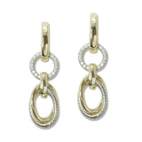 109154, 14K GOLD PLATED PAVE CUBIC ZIRCONIA ACCENT DESIGNER INSPIRED DANGLE EARRING
