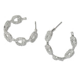 109156, 14K GOLD PLATED PAVE CUBIC ZIRCONIA ACCENT DESIGNER INSPIRED HOOP EARRING