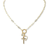 109157, CROSS HEART CHARM CHARMS LINK CHAIN NECKLACE