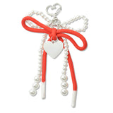 109164, HEART CHARM BOW PEARL ROPE KEYCHAIN BAG CHARM