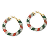 109165, CHRISTMAS PAVE RHINESTONE HOOP EARRING