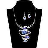 109172, OVAL RHINESTONE ACCENT STATEMENT NECKLACE