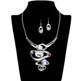 109172, OVAL RHINESTONE ACCENT STATEMENT NECKLACE